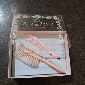 NIB Vintage Collectible Baby Grooming Set Soft Brush &Comb Pink Treasure Masters